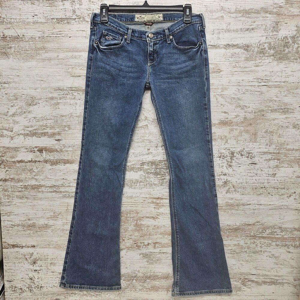 Vintage Hollister Jeans Jr 3R Cali Flare Low Rise Y2K Medium Blue Stonewash Fade